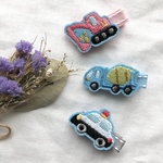 送料込み3つセット♩パトカー・ショベルカー・トラックのベビーヘアクリップ・ペットアクセサリー  