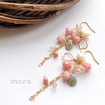 【新作】桜色＊チェコビーズのロングピアス