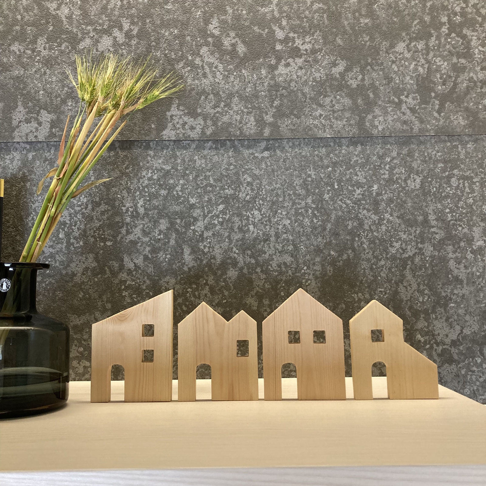 松材】4つセット◇家 オブジェ/おうちモチーフ 木製 インテリア/木の