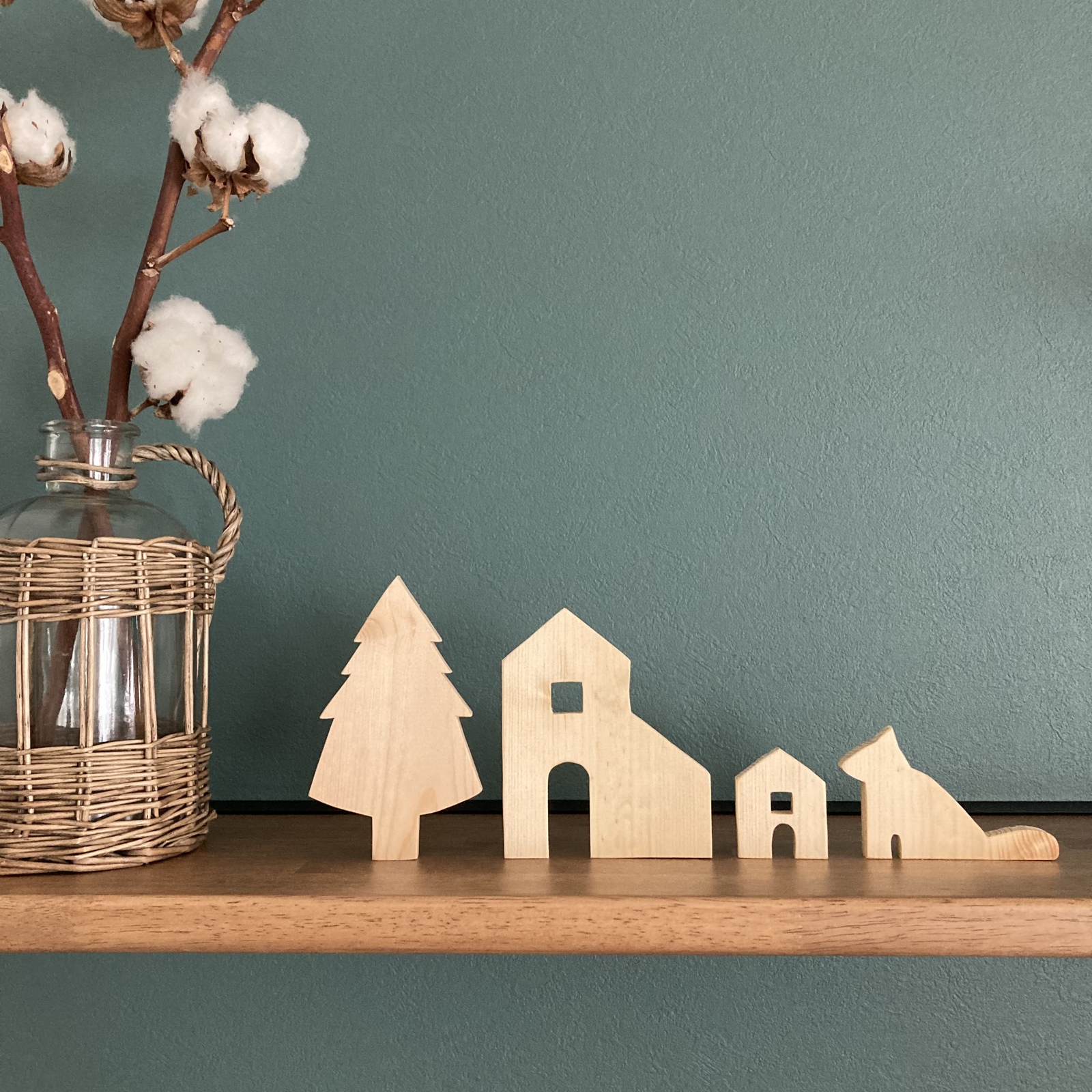 松材】4つセット◇家 オブジェ/おうちモチーフ 木製 インテリア/木の