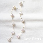 【590円→390円】2pcs ピアス 淡水パール 大ぶり チェーン S925