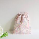 フリルがかわいいきんちゃく袋*リバティクBetsyドラジェ×ピンク