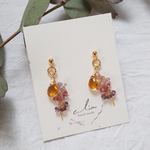  "Citrine×Spinel..flowers" サージカルステンレス シトリン スピネル ピアス☽