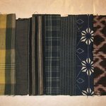 [古布藍布]半巾×22.5～24.5㎝･8枚set (ち) はぎれ　パッチワーク　型染め　絣はぎれ古布と新品　つるし飾り　和小物