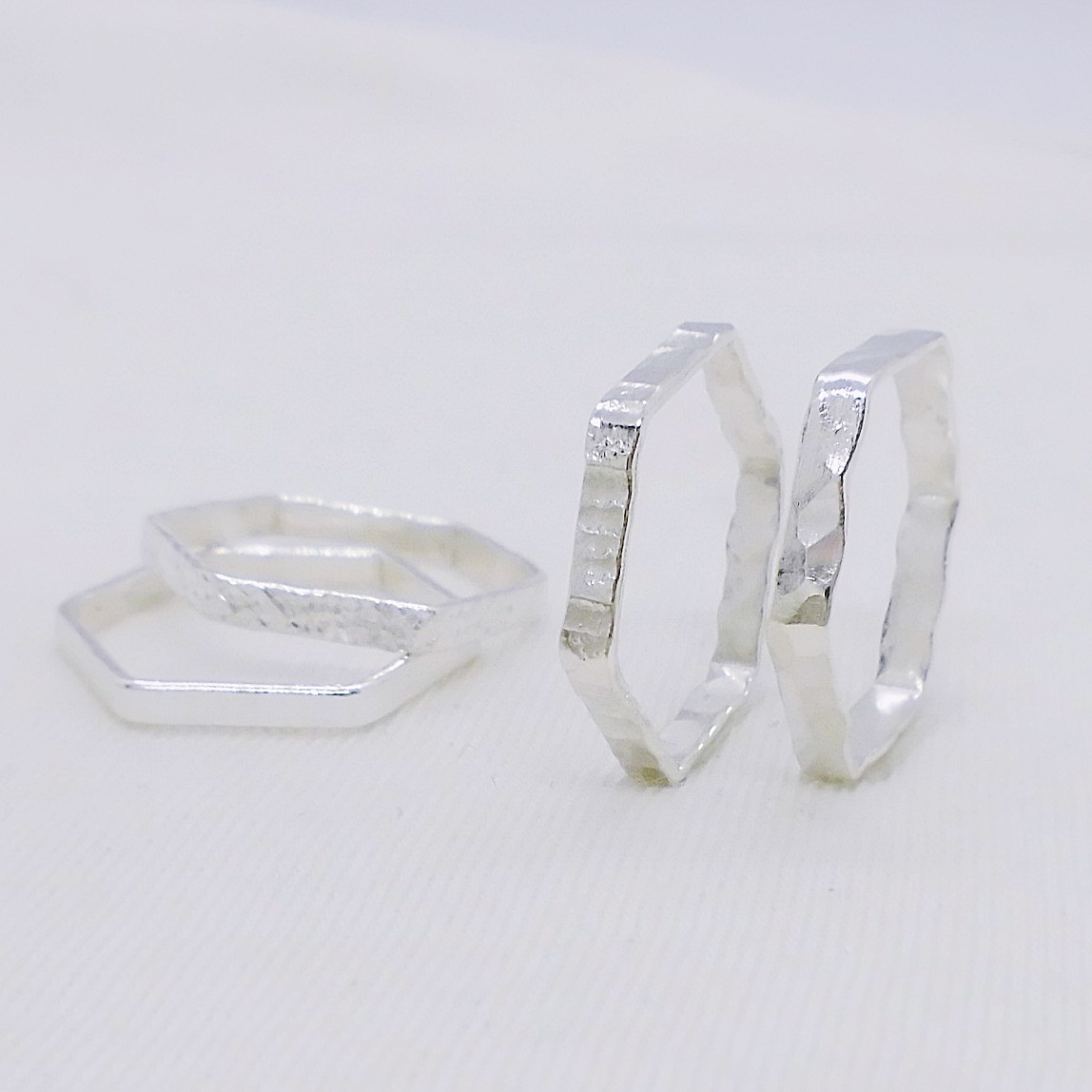 B*E様 シルバー M・D バンドリング PZ Oz Sterling Silver Dimensional Rose Flower Textured Band