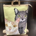 猫又様専用★手編みスクエアリュック[レディース 編み物 リュックサック オーダーメイド 動物 猫 ネコ ねこ うちの子 ペット]
