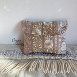jewel porch 〜 2way インド刺繍リボンの蓋付きポーチ　ピンクベージュ