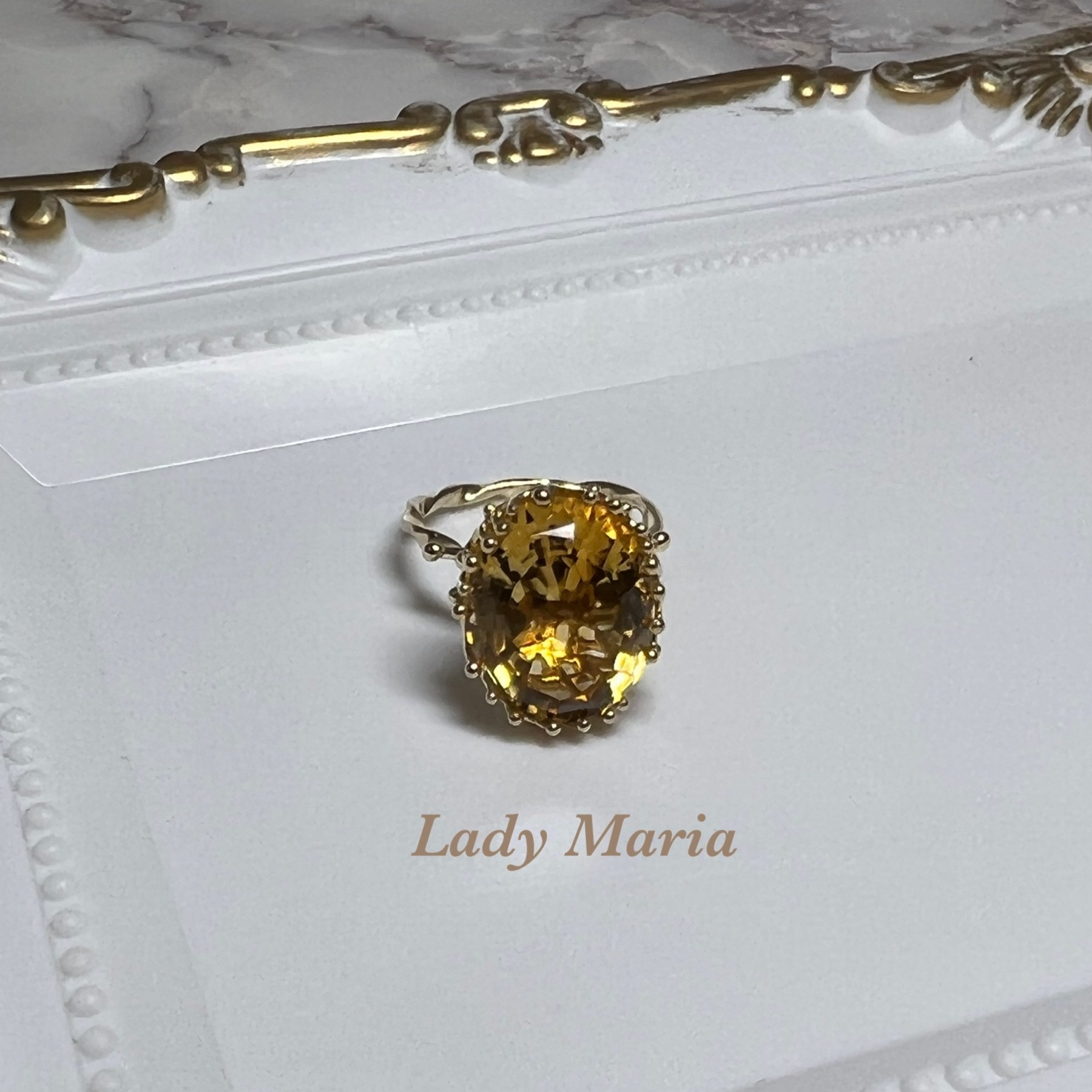 LMR31 シトリンオーバルカットリングsilver(K18GP)#10号 Lady Maria レディマリア