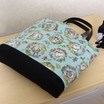 レトロ風うさぎ柄トートバッグ(ブルー)