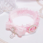 首輪🌼マーガレットピンク🌼ペールピンクベルベットリボン【感謝価格】