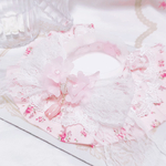 ラスト♡ケープ首輪🌹プリンセスローズピンク🌹フラワーシフォンロングレースリボン🌹