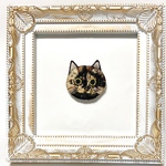 【 オーダー 】サビ猫ちゃんの刺繍ブローチ 大サイズ ハンドメイド kagisippo7 