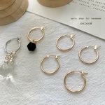 【4個】18kgpゴールドフープピアス18mm●ウェーブピン