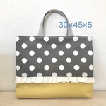 レッスンバッグ30×45×5☆ドット×イエロー