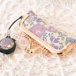 リバティ＊がま口印鑑ケース 〖ラミネート／フェリシテ  ブルー＆パープル〗朱肉付き /新生活・進学 ペールカラー