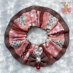 lovely 🎀 Cat frills ୨୧﻿ salmon pinkドットレース柄 × ブラウン‎‪𓍯 ‬フリルシュシュ首輪‎‪𓍯 ‬ 3/9 (水) 18時頃～販売予定