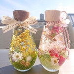 ミモザのハーバリウム&さくらのハーバリウム☆お花見2点セット ぐるっと360度お花満開✨高級感UPのウッドキャップ付き☆全国一律送料600円