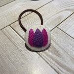 ヘアゴム刺繍　チューリップ紫