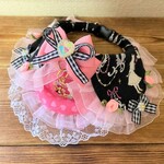 犬・猫の首輪　27～30　cocoちゃんバンダナリボンチョーカーNEO　アリス柄・ハート柄・ブラック×ピンク