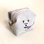 ヨーキーの手刺繍のキャラメルポーチ☆オーダー品