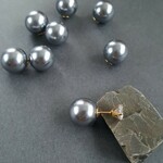 [10pcs] ピアスキャッチ 12mm ダークグレー ゴールド
