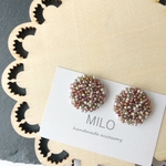 【再販】小さなつぶつぶ ビーズ刺繍(シルバーMIX)  ピアス/イヤリング