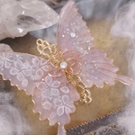 雪待ち桜の蝶バレッタ（hair ornaments of  butterfly〜Cherry blossoms in love with snow〜 ）