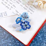 【1点物新作】BlueBlueFlower ビーズ刺繍ミニブローチ