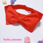 大きなぷくぷくリボンの子ども用ヘアバンド　トマトレッド