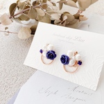 rose blue×淡水パール ピアス/イヤリング