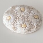 オーバルお花の刺繍ヘアゴム　or　刺繍ブローチ