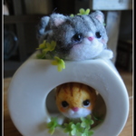 ＊２匹のねこちゃん　陶器の置物＊