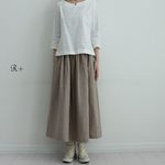大人の日常着100％リネン　ナチュラルベージュマキシスカート