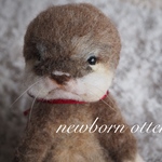 【受注制作】newbornかわうそ ＊＊羊毛フェルト（リボン付き）