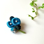 刺繍 ブローチ 【ターコイズブルー】
