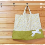Ｋ様オーダー品：花柄＆リボンの通園通学3点セット：黄色