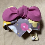 リボンで結ぶお弁当包みランチョンマット♡黄♡おはないっぱい♡リボンは濃ピンク