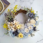 Jolie botanique＜Bleu bébé＞＊ハーフムーンリース＊プリザーブドフラワー＊お花＊ギフト＊結婚祝い＊新築祝い＊お誕生日祝い＊春