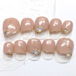 RUNA♪ベリショグレージュ変形フレンチパーティネイルチップ
