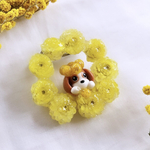 ミモザ🌼をはむるキャバっ子リースブローチM🐶ブレンハイム
