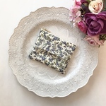 ポケットティッシュケース付きのぺたんこポーチ ⌘ ムーンモス グレー ⌘  リバティ ラミネート生地使用