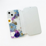 ねこ 選べる5色 押し花【手帳型スマホケース】iPhoneケース iPhone15Pro/14Pro/13Pro/12Pro/SE/11Pro/XR/XS/8/7