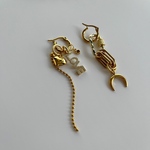 取り外し セレクトピアス / イヤリング  ＊  フープピアス　大振りピアス　カラフル　フープイヤリング　ロングピアス　取り外しピアス　アシンメトリー