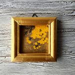 小さな絵画「ミモザ」油彩・原画・壁掛け専用・金縁額装
