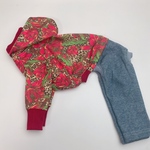 イタグレ服SS 花柄レオパード デニムパンツ ロンパース 犬服