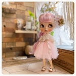 ☆ネオブライス☆ピンクのふんわりワンピース+春のヘアアクセ