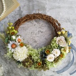 【sale】Lune Bonheur＜Marguerite＞＊ハーフムーンリース＊プリザーブドフラワー＊お花＊ギフト＊結婚祝い＊新築祝い＊お誕生日祝い＊母の日
