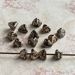 【6mm 40個】ハーフピンチビーズ＊black & gold & silver＊チェコビーズ＊黒＊ブラック＊ゴールド
