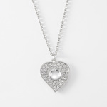 Swarovskiスワロフスキークリスタル　925スターリングシルバー　ハートネックレス ミラーコーティング・ガラスカボション　ホワイトゴールド（ロジウム） 金属アレルギー対応