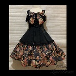 特別価格♪1点物*和柄 フリル プリンセスライン ジャンパースカート ワンピース★ブラック×黒レース(即品